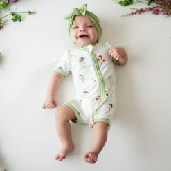 Clearance Kyte Baby Zippered Shortall Romper in Wildflower