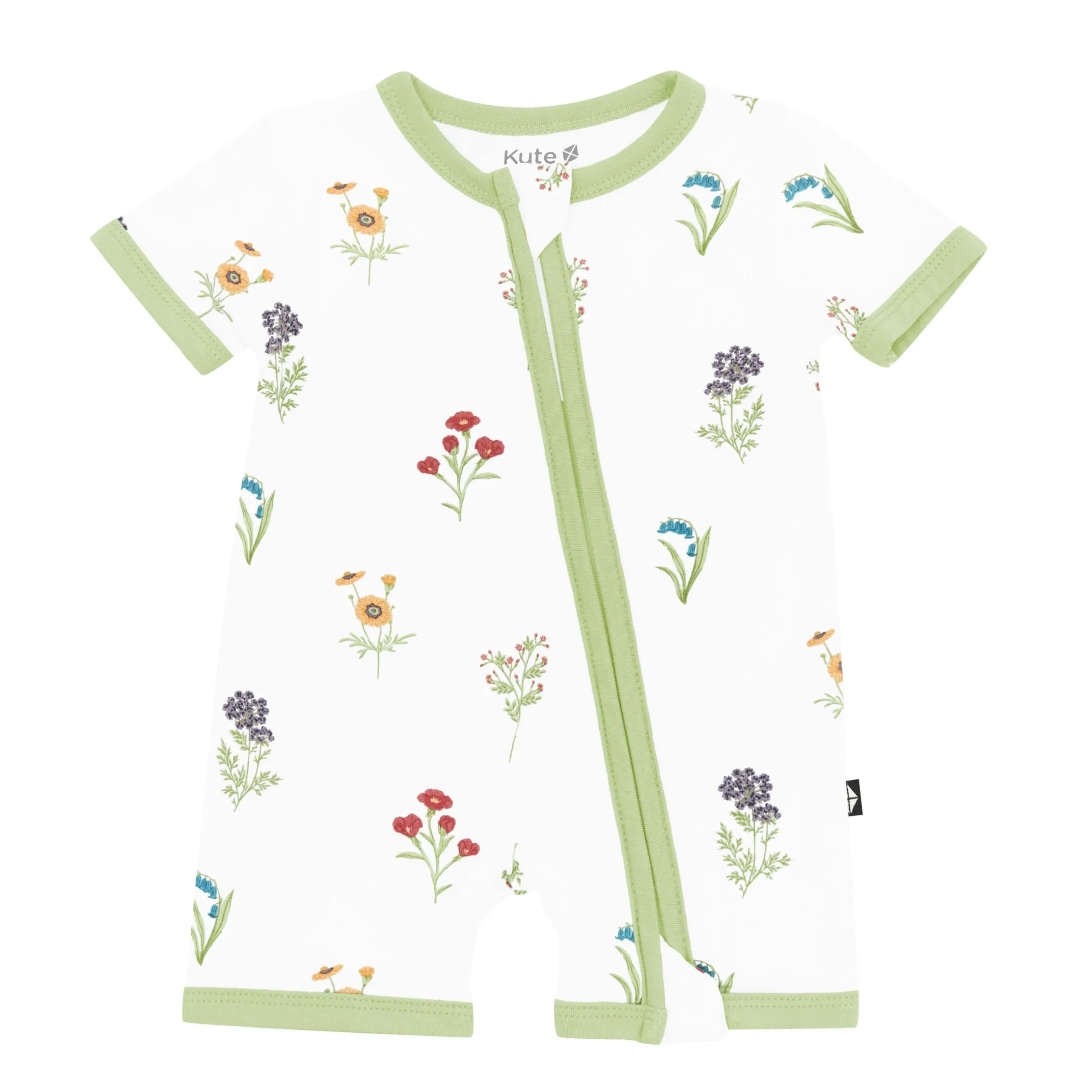 Clearance Kyte Baby Zippered Shortall Romper in Wildflower