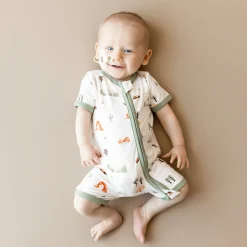 Best Kyte Baby Zippered Shortall Romper in Road Trip