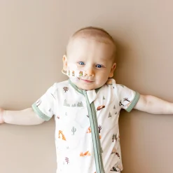 Best Kyte Baby Zippered Shortall Romper in Road Trip
