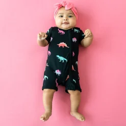 New Kyte Baby Zippered Shortall Romper in Midnight Roar