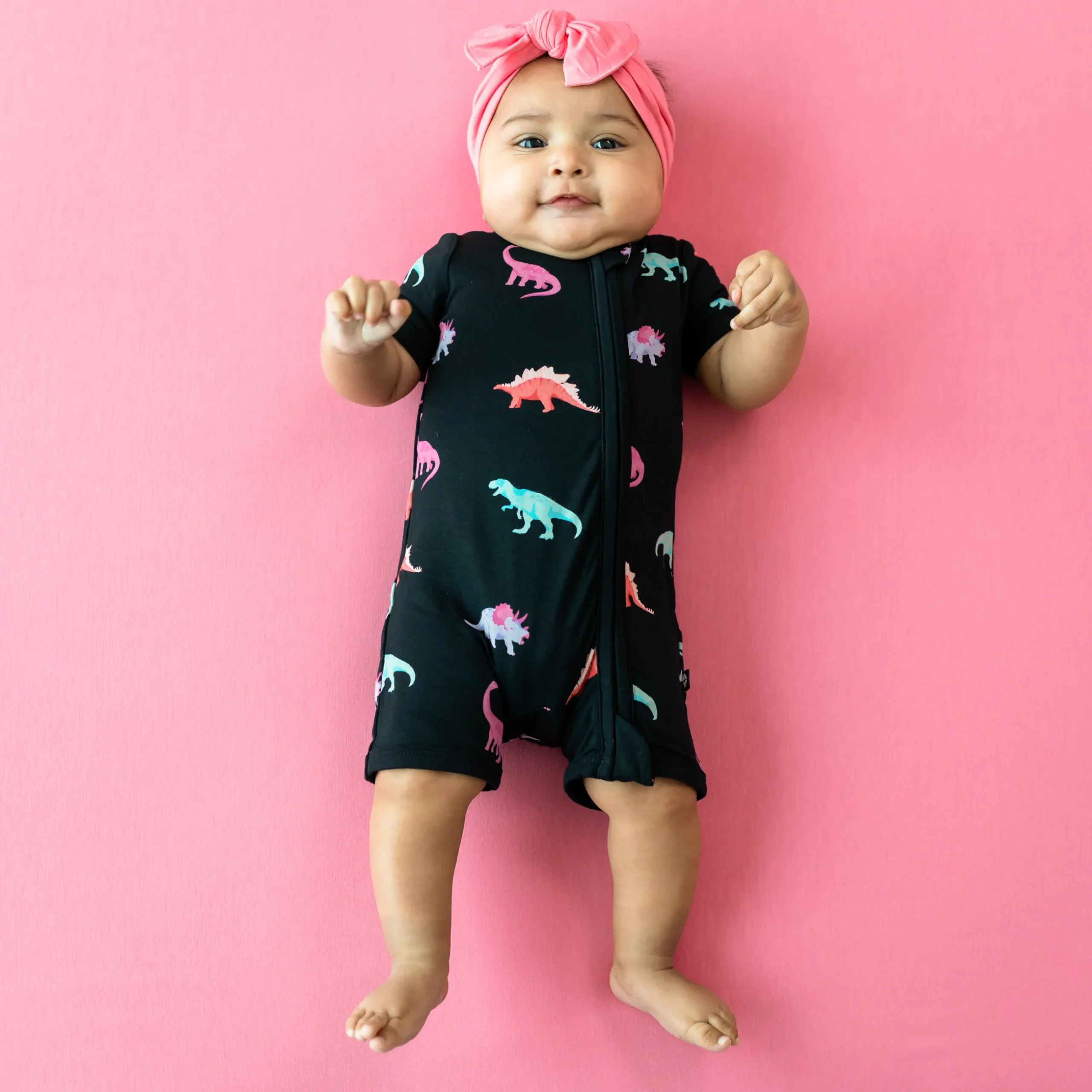 New Kyte Baby Zippered Shortall Romper in Midnight Roar