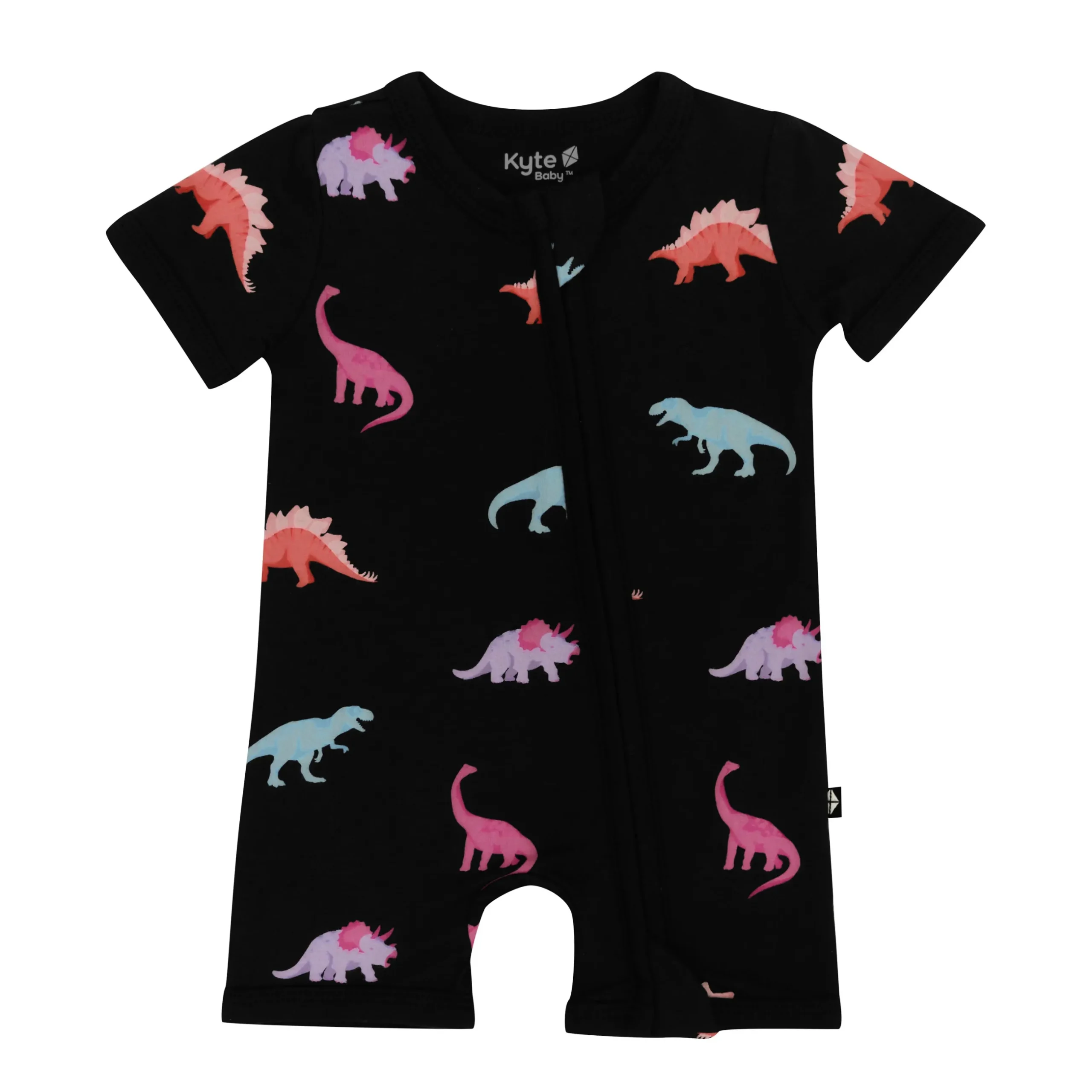 New Kyte Baby Zippered Shortall Romper in Midnight Roar