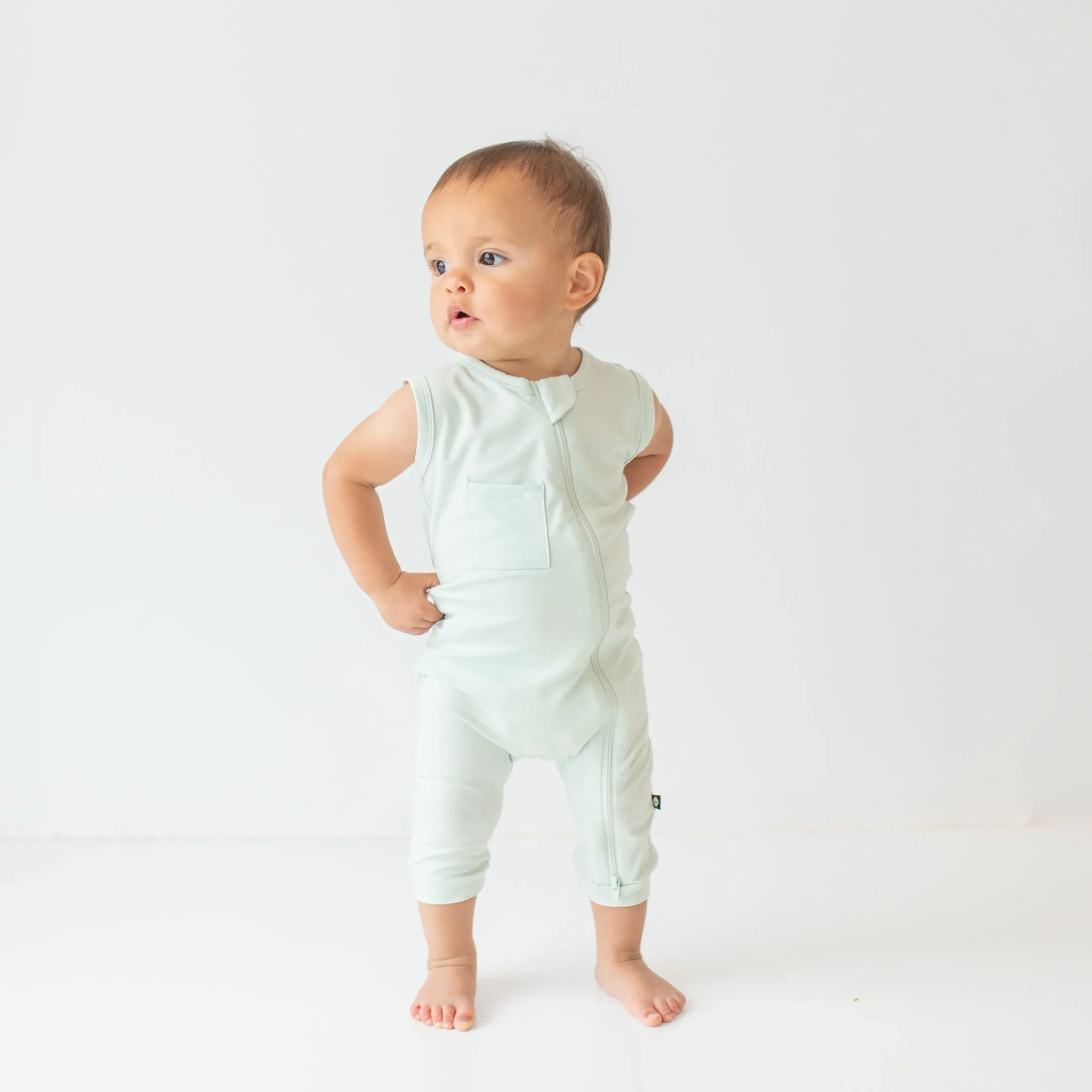 Sale Kyte Baby Zippered Sleeveless Romper in Dew