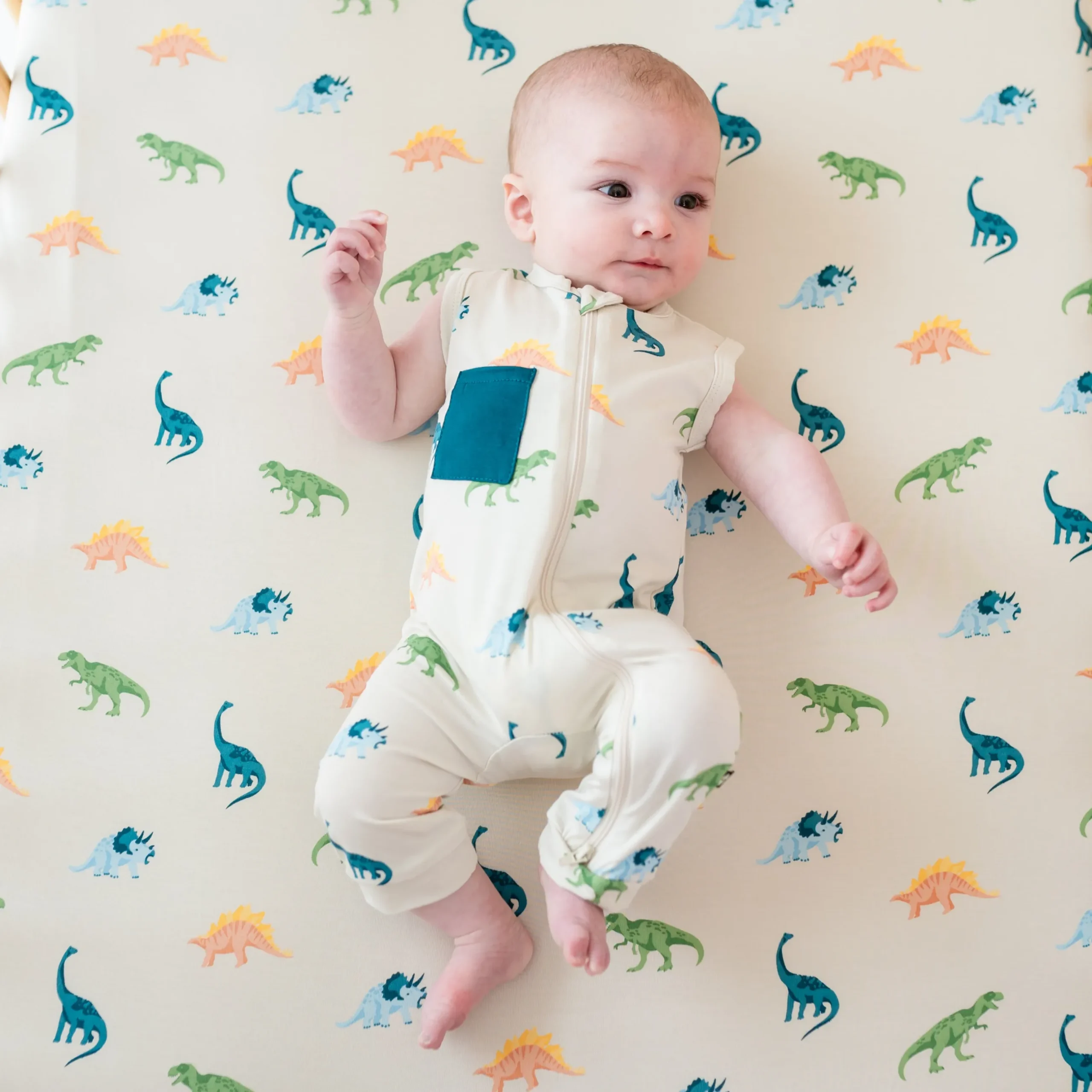 New Kyte Baby Zippered Sleeveless Romper in Ecru Roar