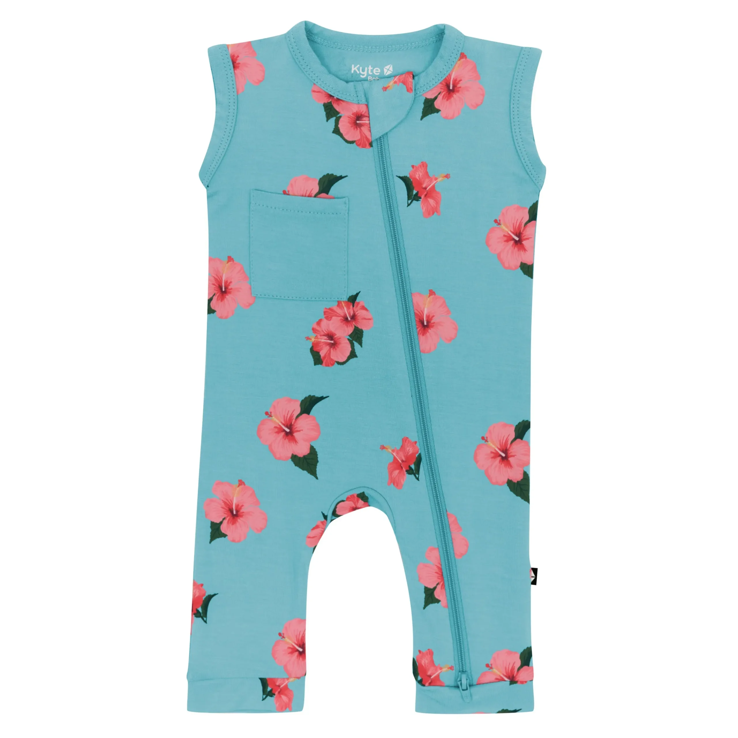 Outlet Kyte Baby Zippered Sleeveless Romper in Hibiscus