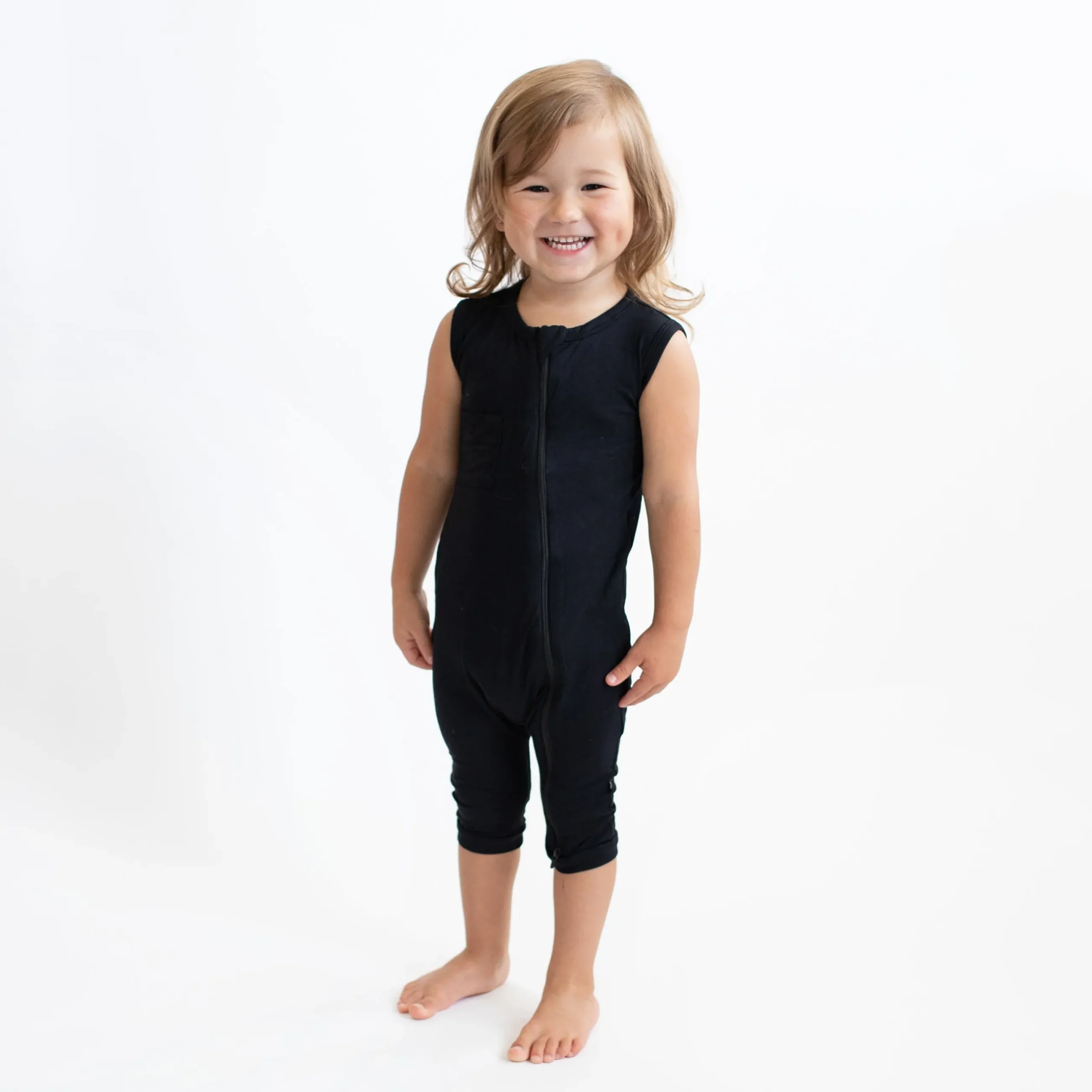 Clearance Kyte Baby Zippered Sleeveless Romper in Midnight