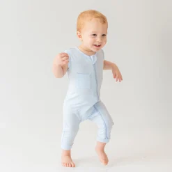 Hot Kyte Baby Zippered Sleeveless Romper in Mist