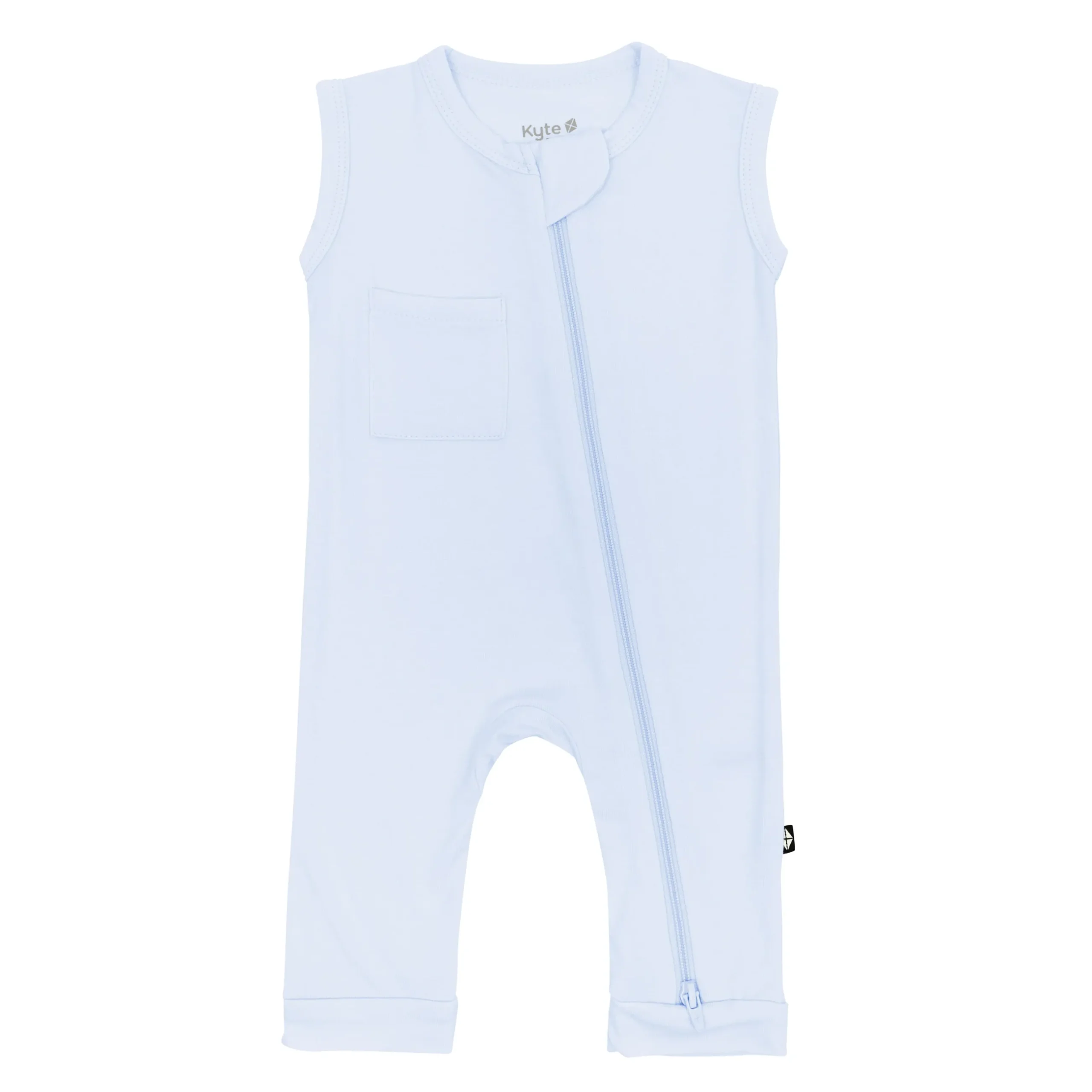 Hot Kyte Baby Zippered Sleeveless Romper in Mist