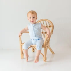 Hot Kyte Baby Zippered Sleeveless Romper in Mist